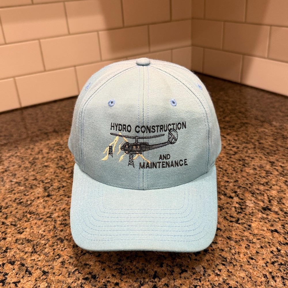 Vtg Richardson Hydro Construction Maintenance Helicopter Snapback Hat Blue